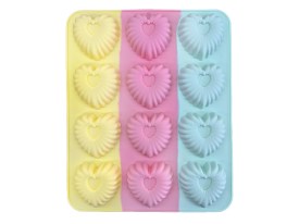 Molde silicona 12 tortitas corazon